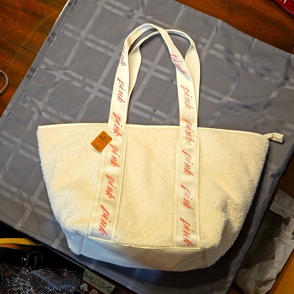 Pink NWT Sherpa feel Tote bag